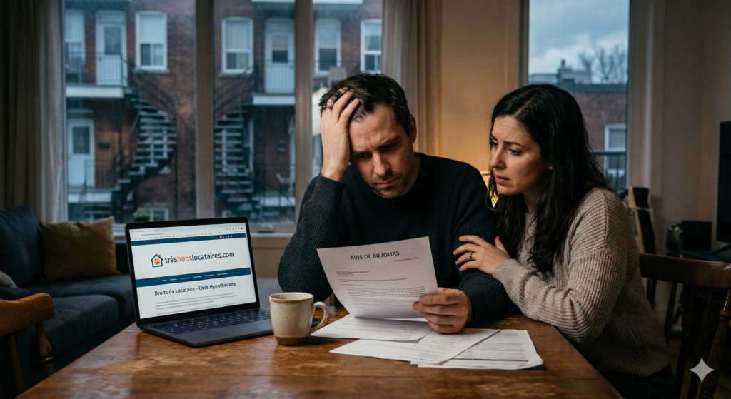 Propriétaires en Défaut vs Banques Créancières : Guide de Protection des Locataires face à la Crise Hypothécaire 2024 Couple reviewing finances worried