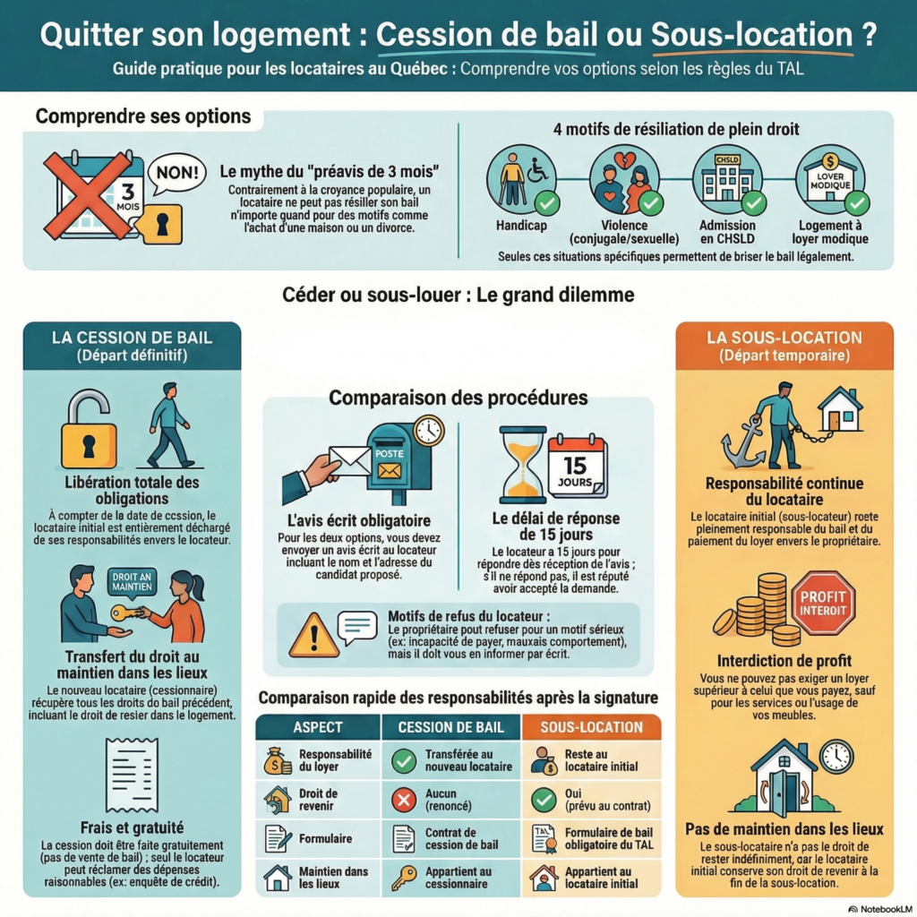 Cession d’un bail ou sous-location cessation bail cession quebec tal