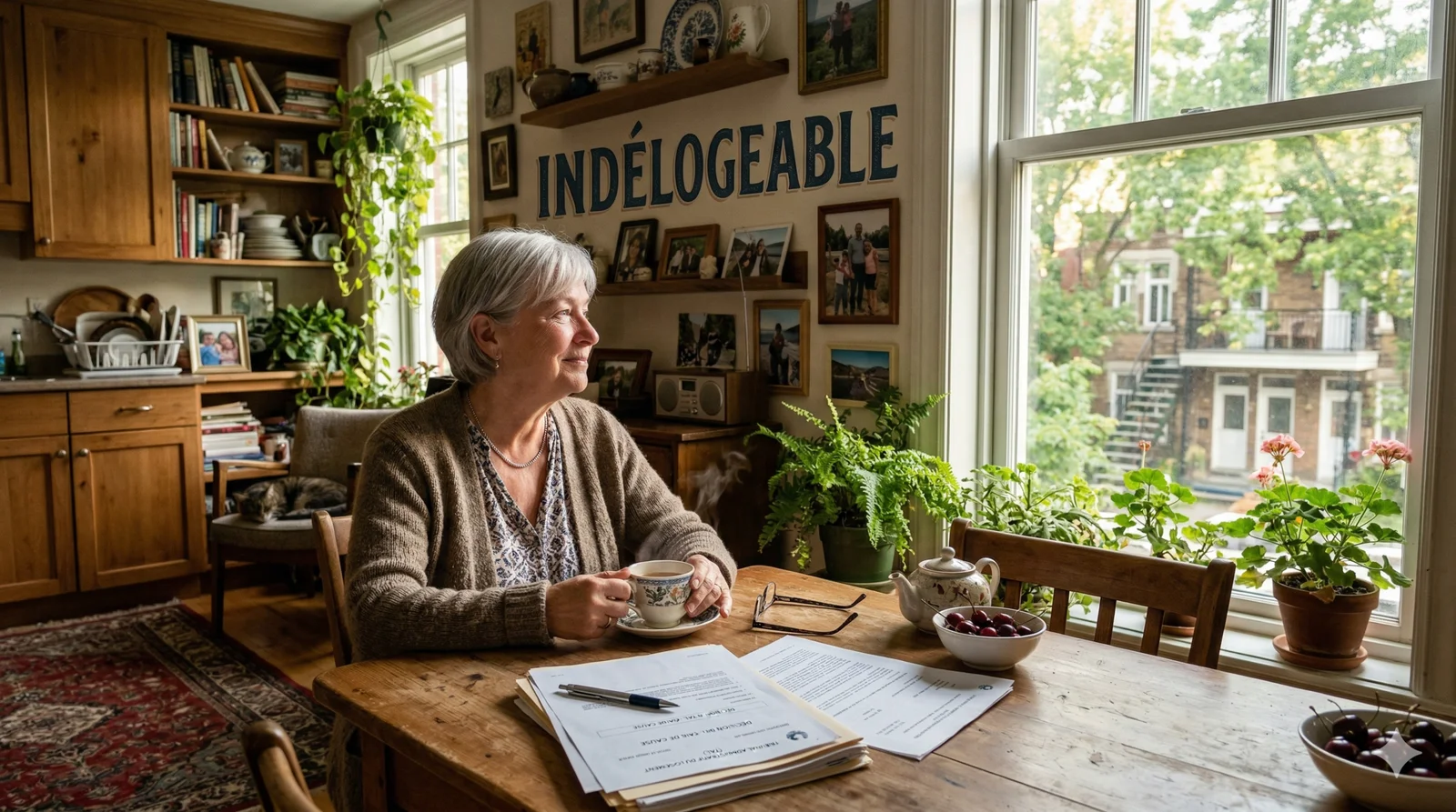 Reprise de logement interdite : Une victoire majeure pour les locataires aînés au Québec Femme buvant du thé à la fenêtre